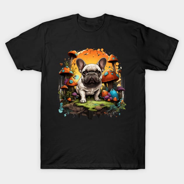 French Bulldog In a Fairy Forest T-Shirt by BisonPrintsCo